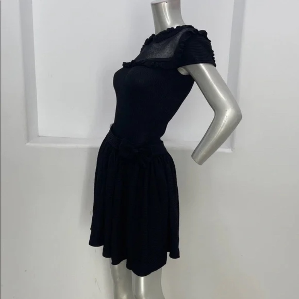 Vintage Valentino Garavane Black Ruffle Mini Knit Dress